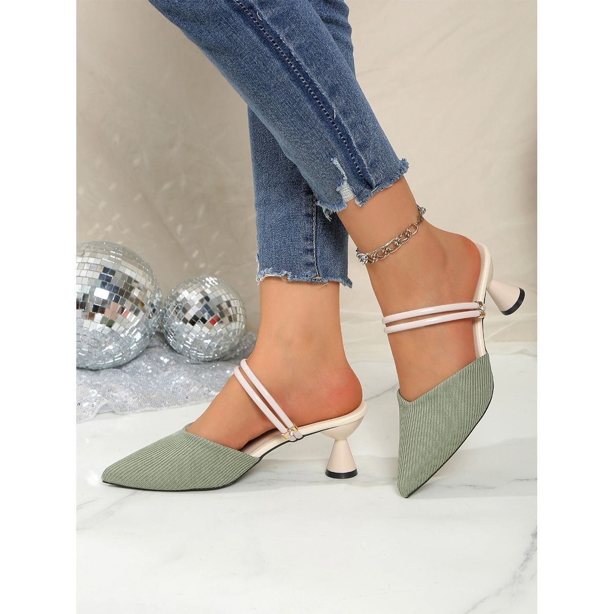 Women's Fashion Pointed-Toe High-Heel Half Sandals foto 4