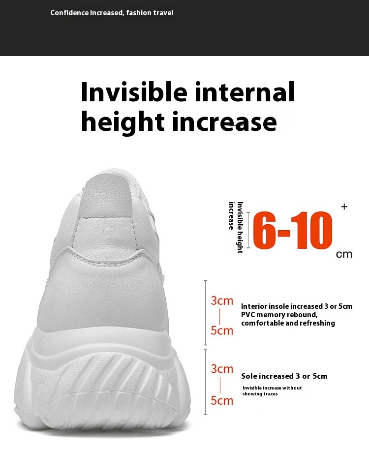Invisibly Heightened Shoes 10CM White Shoes Heightened Sneakers foto 5