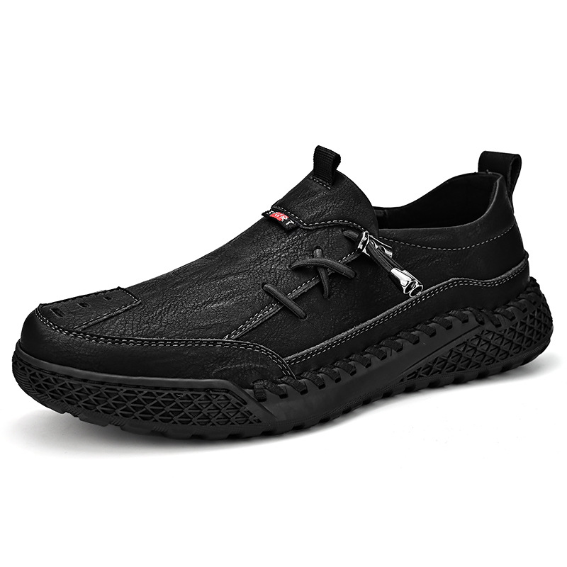 Casual Men's Autumn Handmade Leather Shoes Side Lace-up Trend foto 2