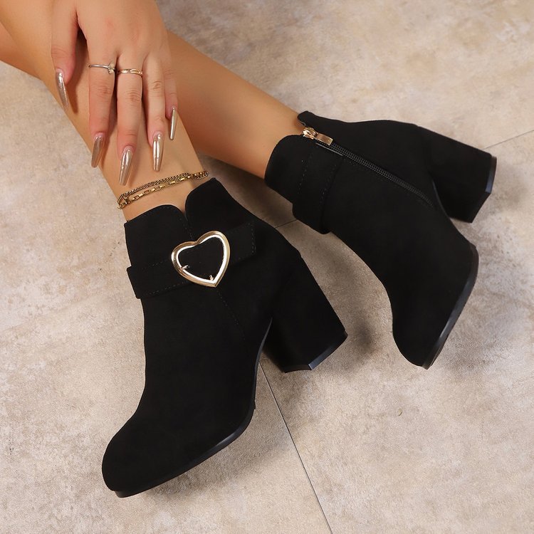 Plus-size British-style Square-toe High-heeled Versatile Womens Ankle Boots foto 5