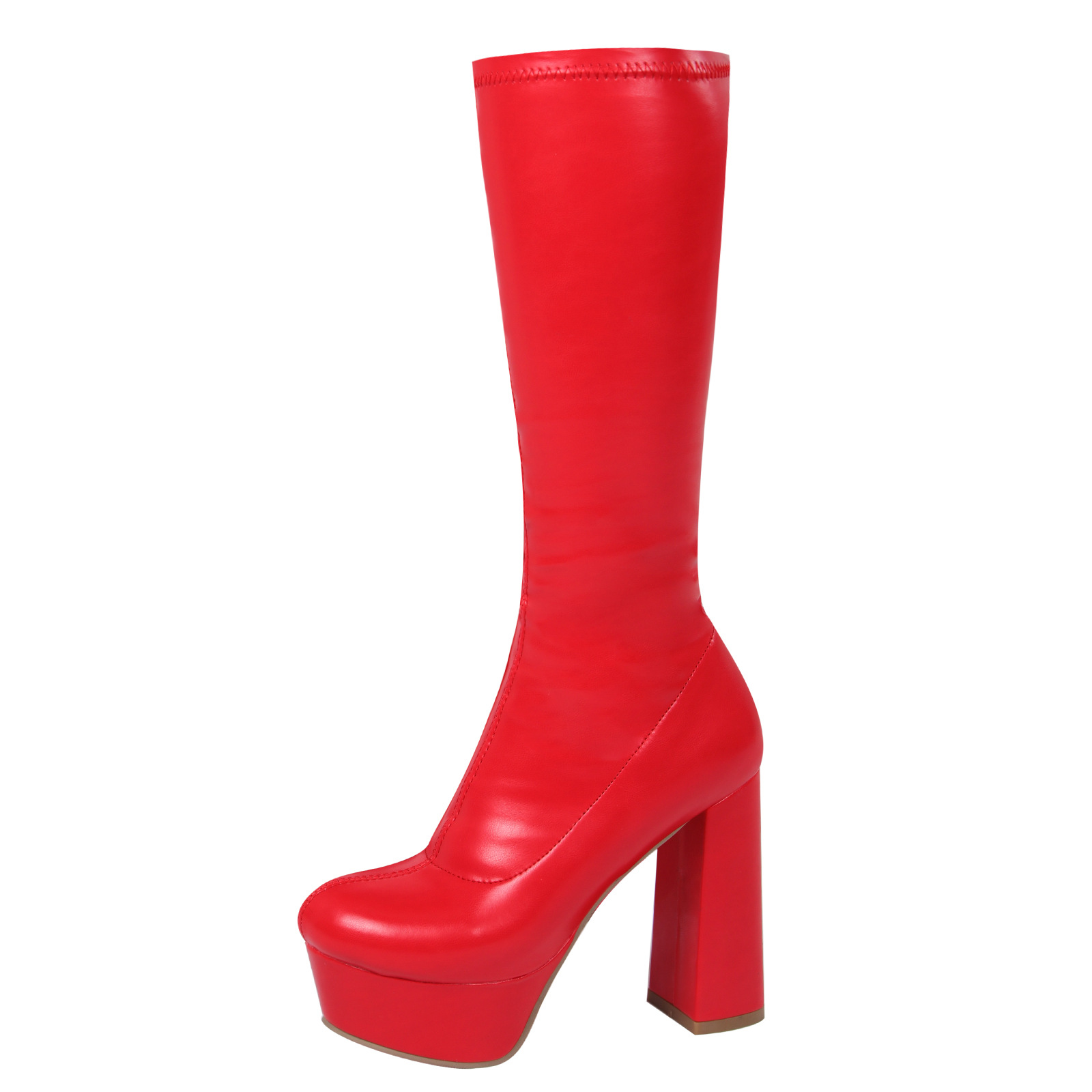 High-elasticity Mid-calf Womens Leather Boots With A Leopard Print foto 2