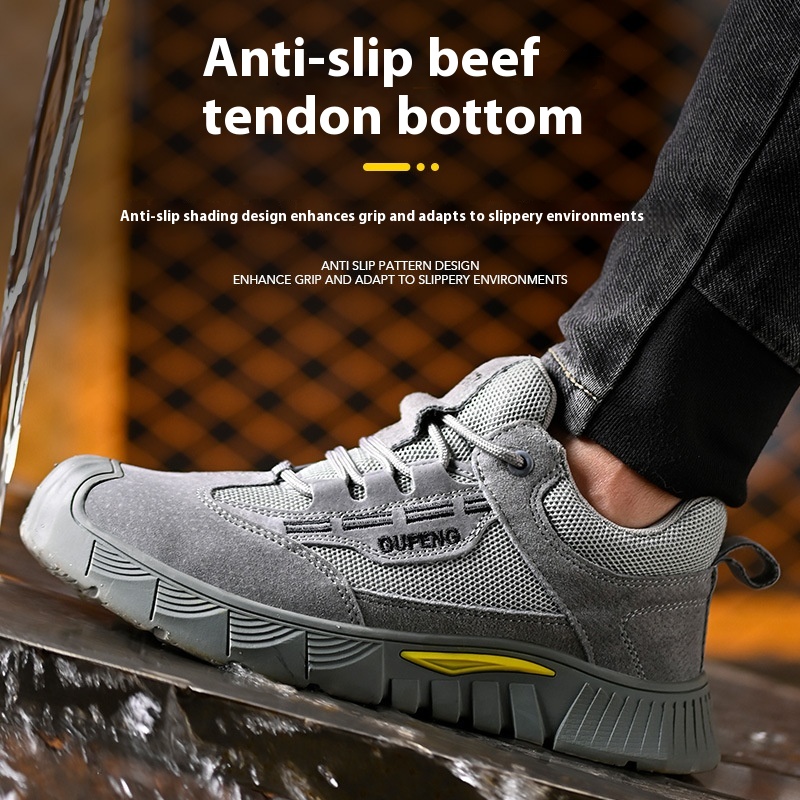 Anti-smashing And Anti-penetration Breathable Non-slip Tendon Bottom Steel Toe Soft And Comfortable Safety Shoes foto 4