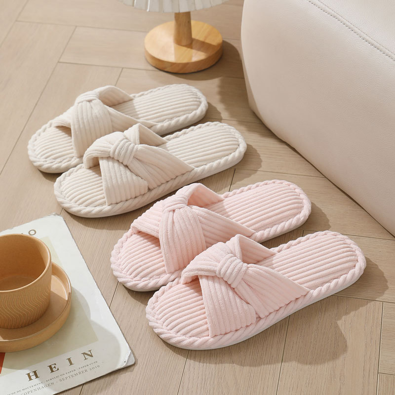 Corduroy Cross Cotton Slippers Home Warm Slippers foto 5