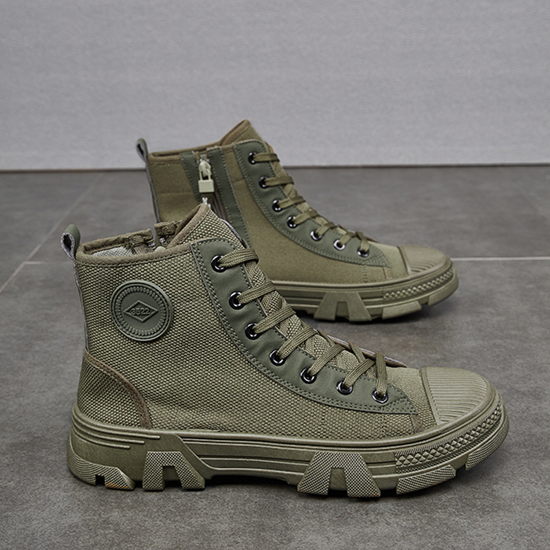 Breathable Men's High-top Non-slip Wear-resistant Side Zipper Protective Shoes foto 5