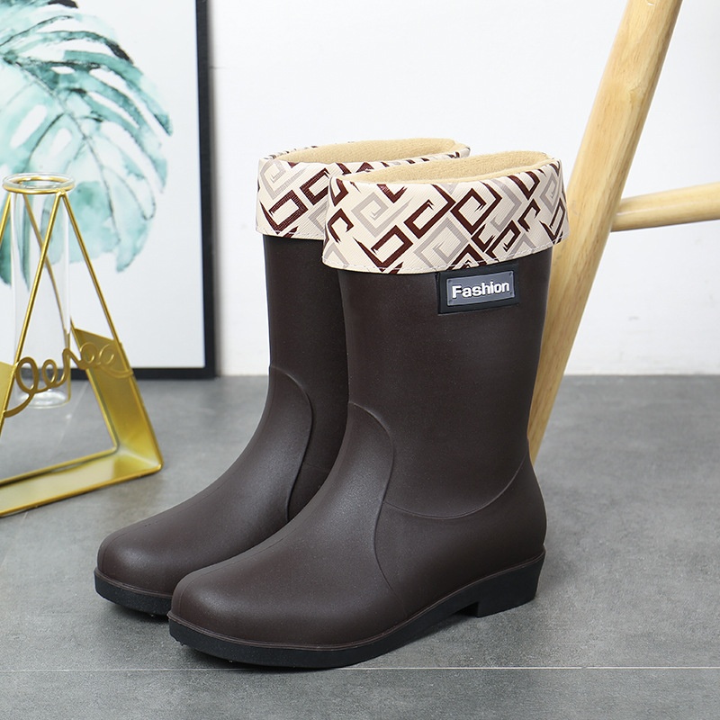 Fashion Work Wear Rain Shoes Adult Warm Women's Mid-calf Rain Boots foto 2
