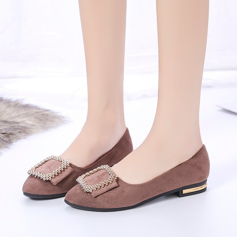 Women's Solid-Colored Everyday Pointed-Toe Low-Heel Flat Shoes