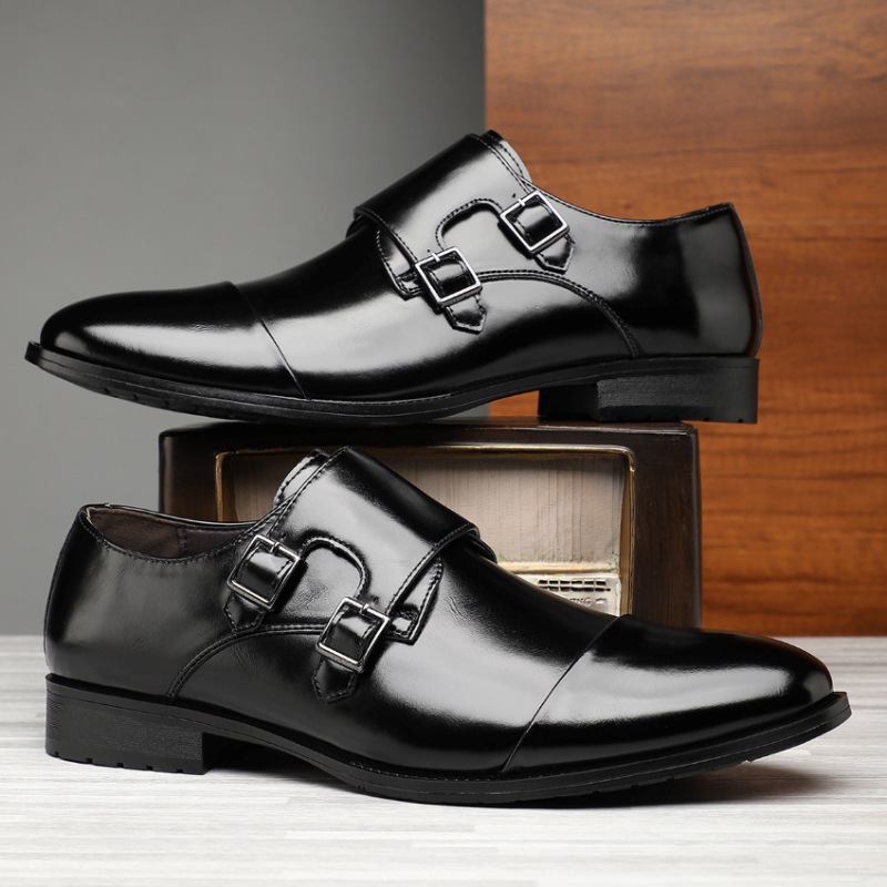 Men's Business Formal Pointed Buckle Leather Shoes foto 4
