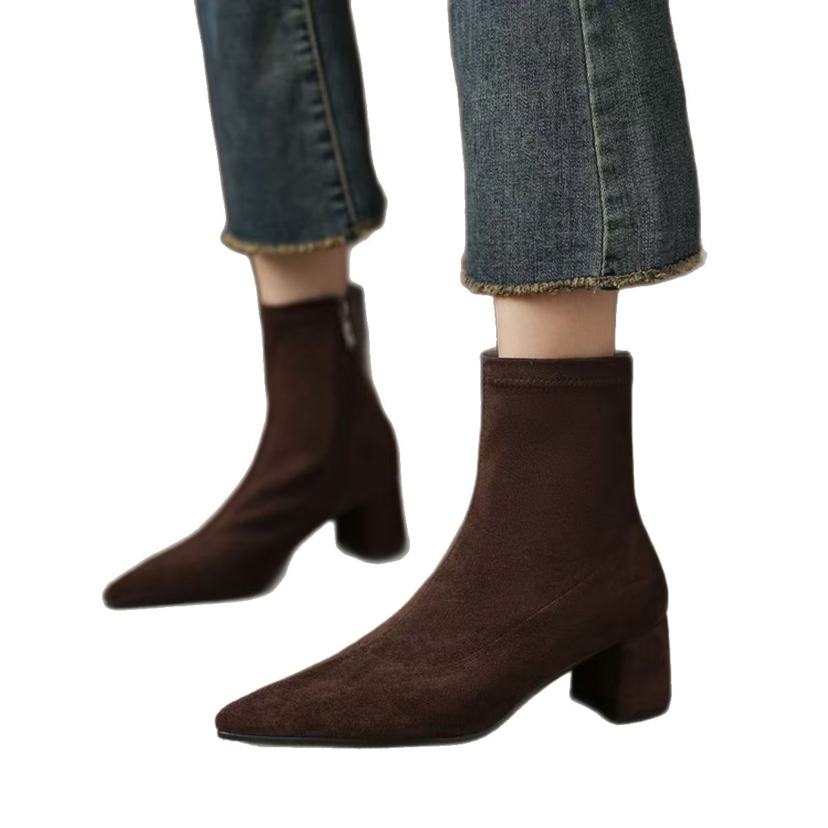 Suede Ankle Boots With Mid Heel foto 2