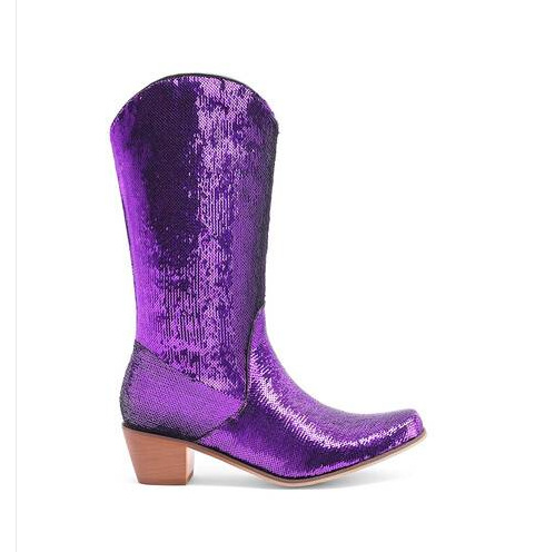 Womens Block-Heel Patent Leather Knee-High Boots foto 2