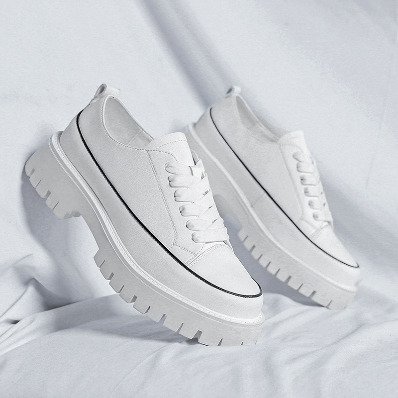 Round Toe Color-blocking Stitching Low Heel Platform Casual Shoes foto 5