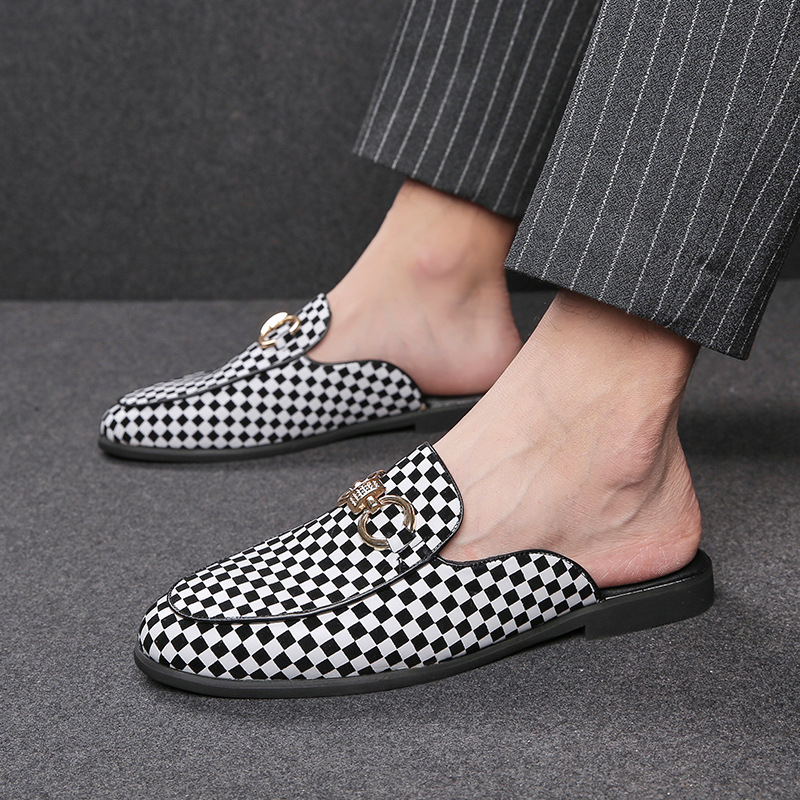 Lazy Leather Slippers Men's Heel-free Slip-on foto 3