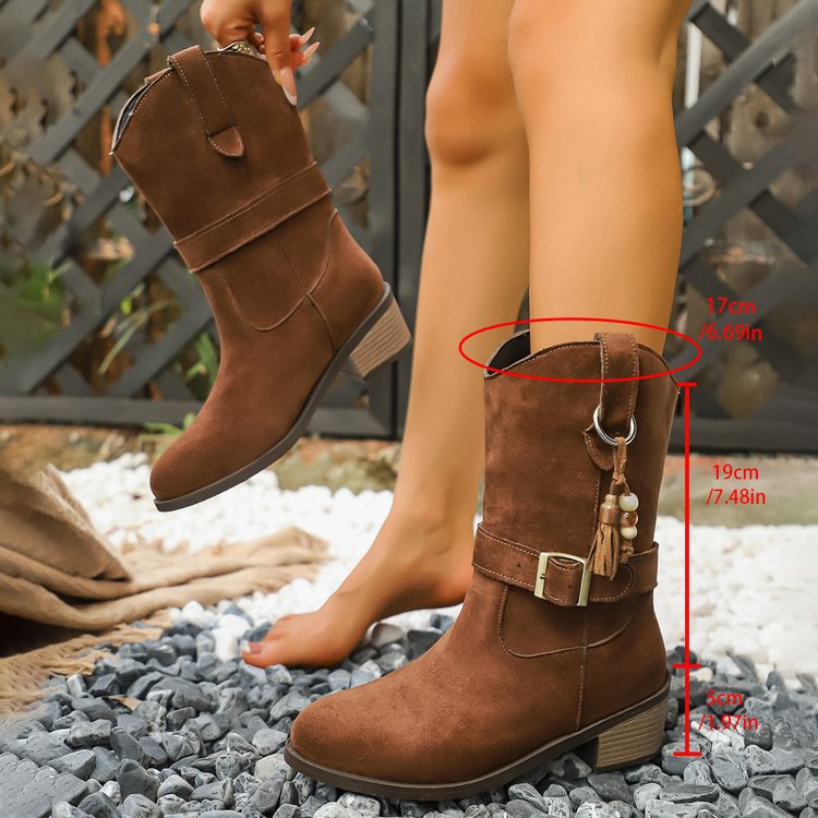 Thin Thick-soled Martin Boots With Elastic Suede foto 5