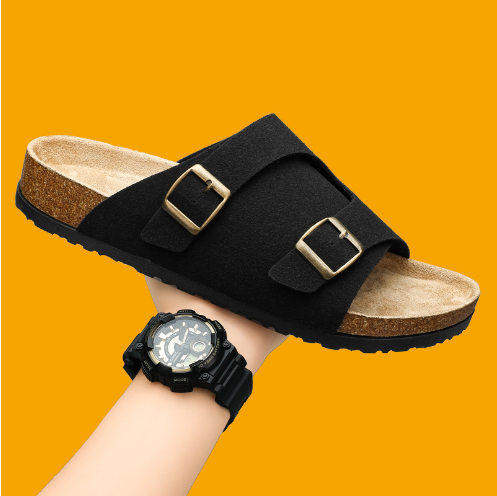 Double-breasted Cork Suede Sandals foto 2