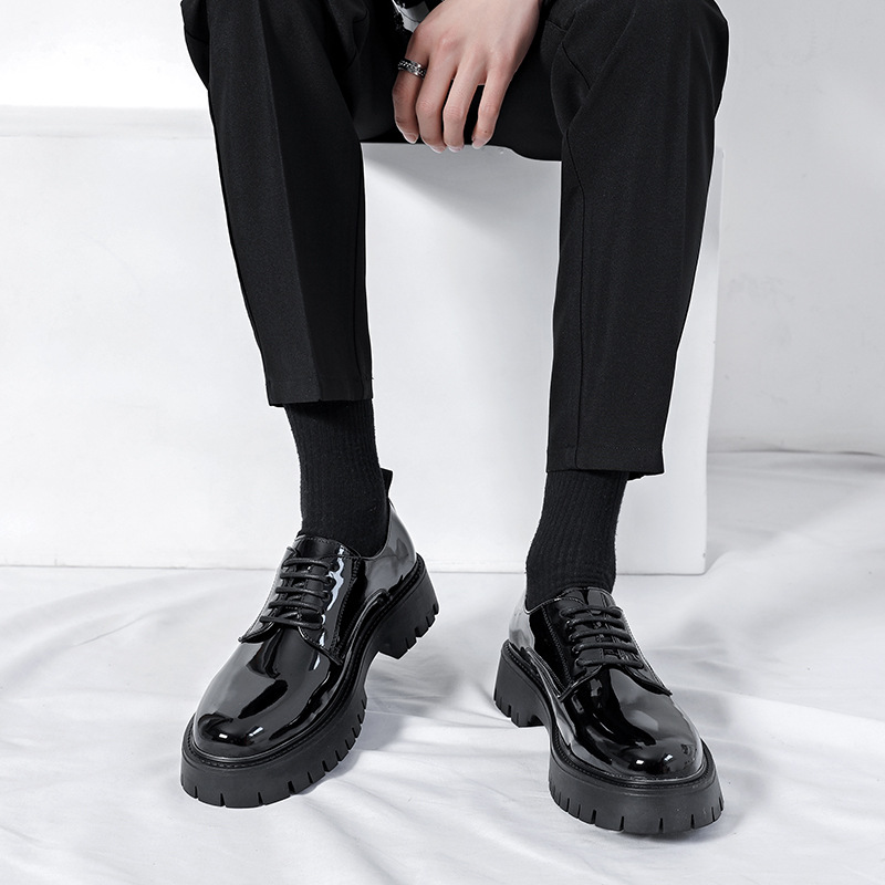 Plus Size Men's Shoes Fashion Shiny Surface Big Head Leather Shoes British Style foto 2