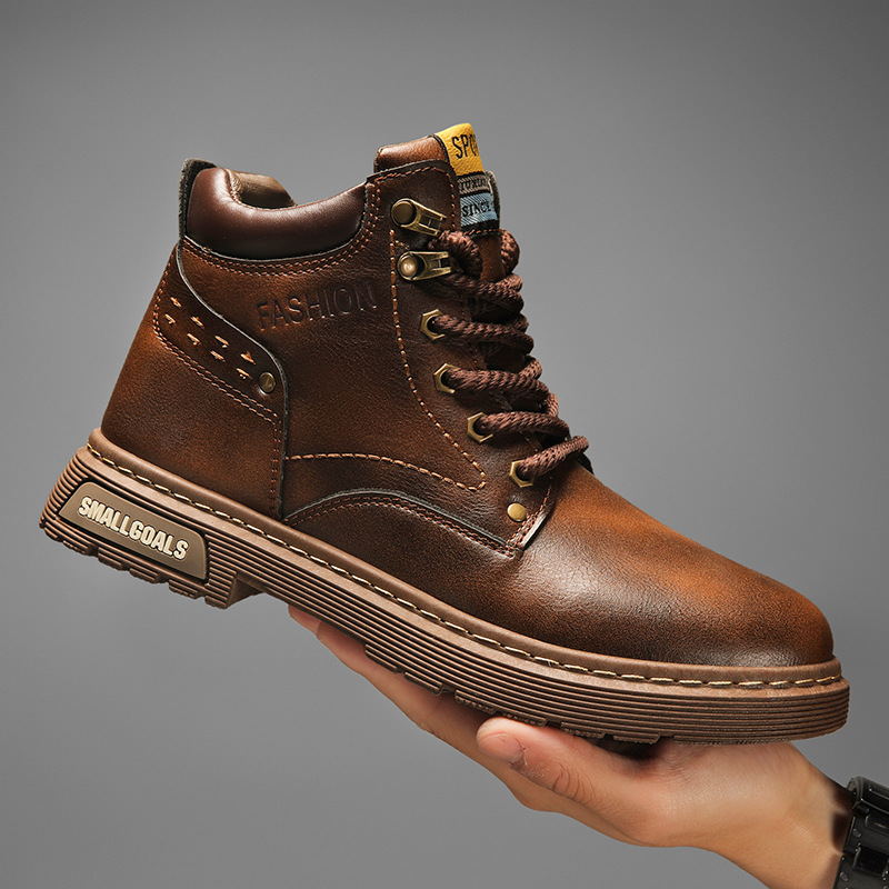 All-matching Men's Martin Boots Retro British Style Leather foto 4