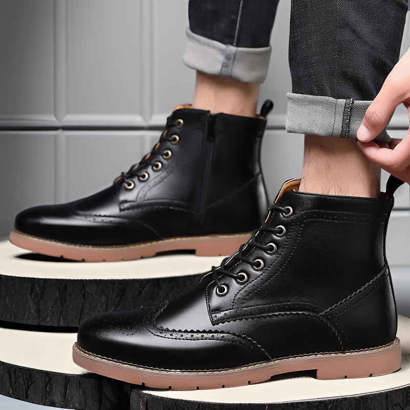 Men's High-top Business Casual Leather Shoes British Martin Boots foto 4