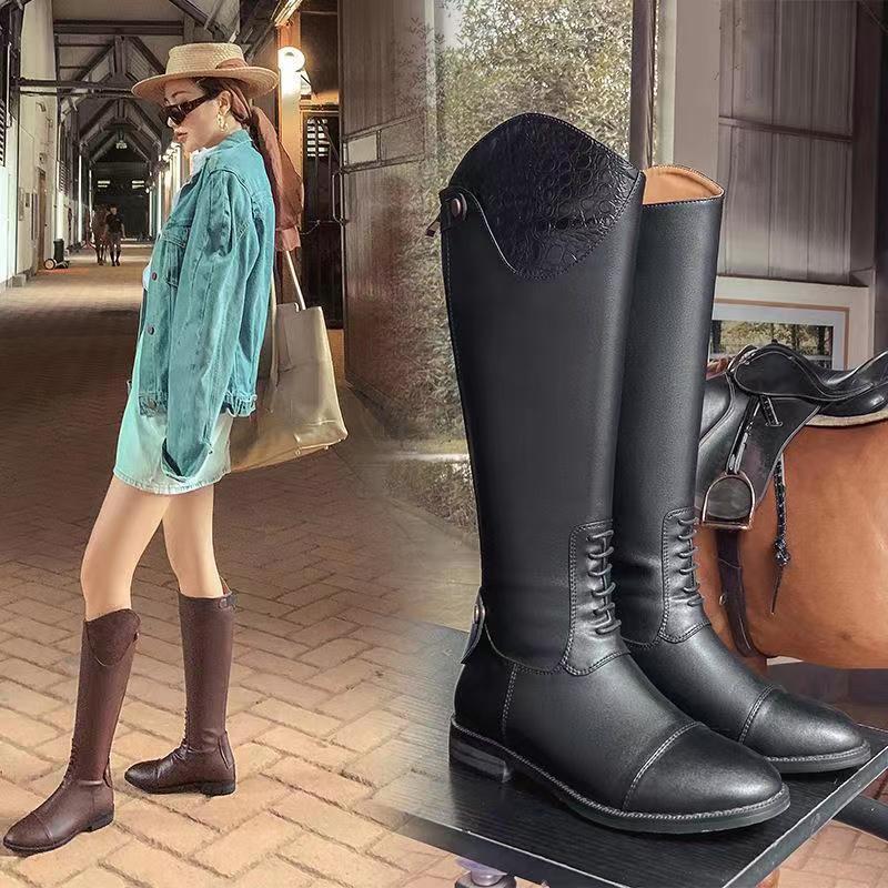 Autumn Winter Retro Below The Knee Irregular Riding Boots foto 2