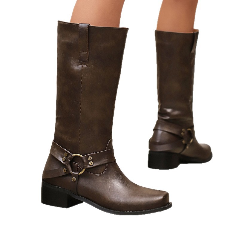 Plus-size Square-toe Bootie Denim Boots For Women foto 2