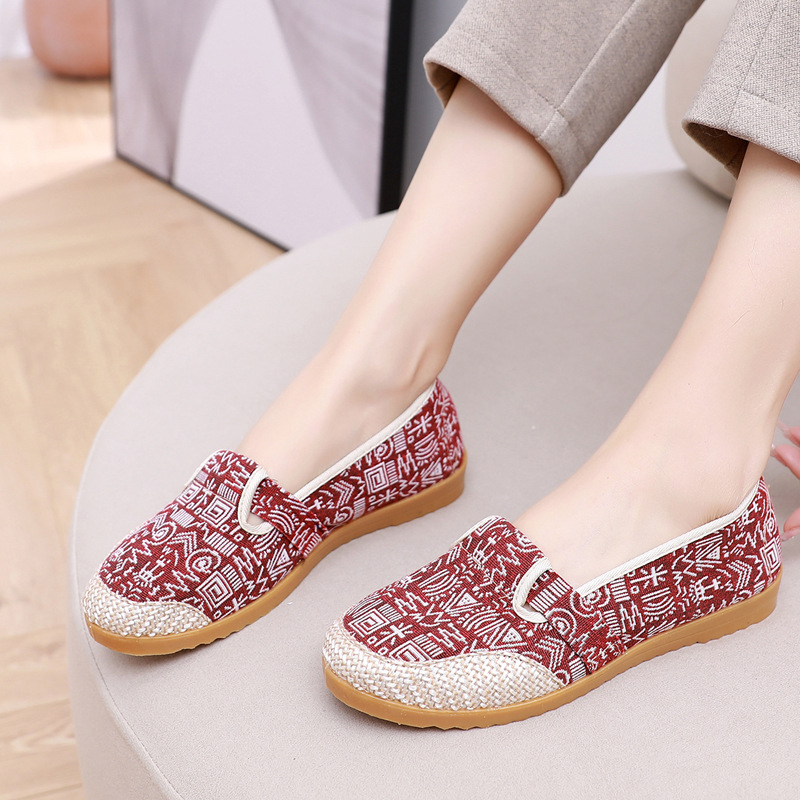 Cloth Shoes Women's Flat Heel Ethnic Style Shallow Mouth foto 5