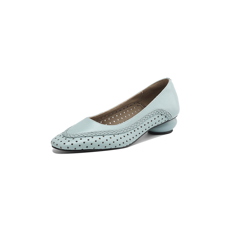 Women's Shallow Mouth Hollow-out Round Toe Mid Heel Plus Size Sandals foto 3