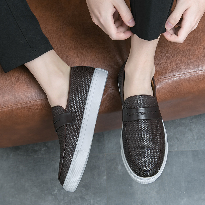 Four Seasons Leather Cover Korean Men's Fashionable Flat Shoes foto 2