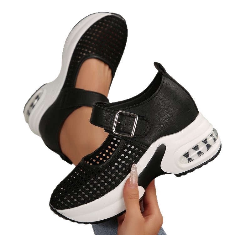 Comfortable Breathable Hollow Buckle Thick Bottom Wedge Casual Shoes foto 3