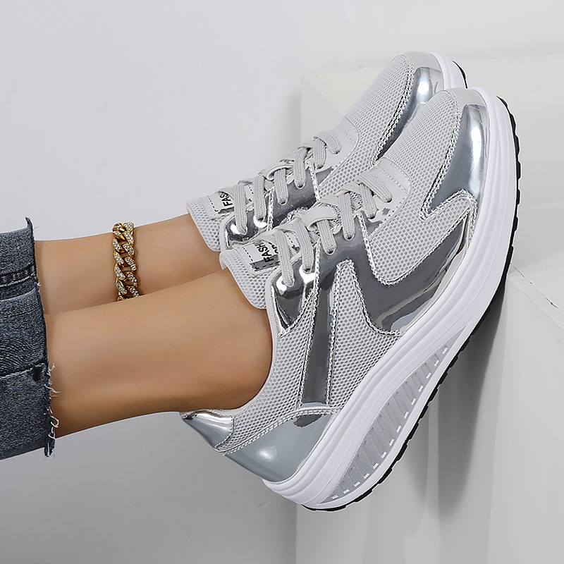 Women's Fashionable Thick Bottom Mesh Elevator Breathable foto 5