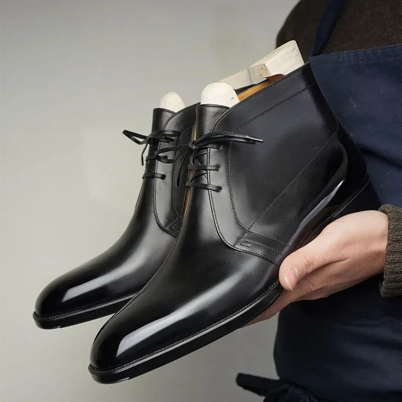 Low Heel Business Glossy Men's Short Boots foto 4