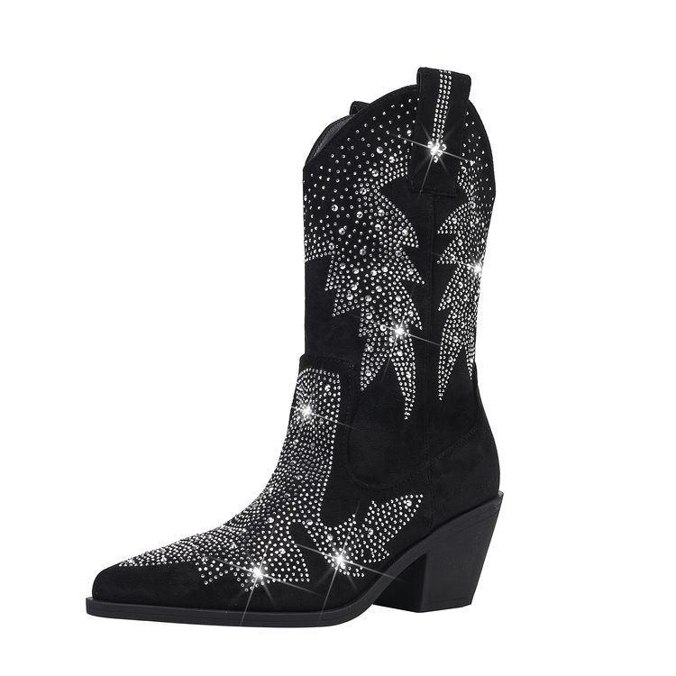 Shiny Rhinestone Booties Ankle Women foto 2