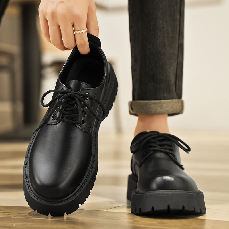 Mens Business Waterproof Black Leather Shoes foto 2