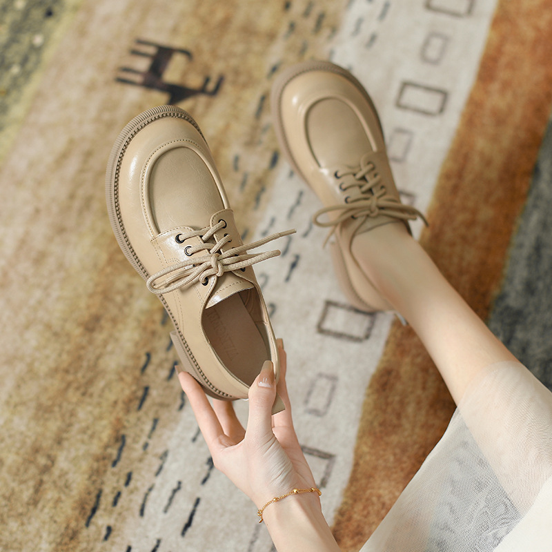 Versatile Soft-soled British-style Lace-up Leather Shoes For Women foto 2