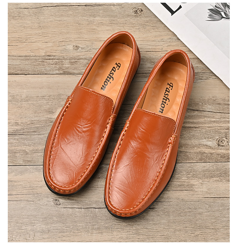 Men's Shoes Plus Size Cowhide Slip-on Driving Shoes Lightweight Retro Easy Matching Gommino Breathable foto 5