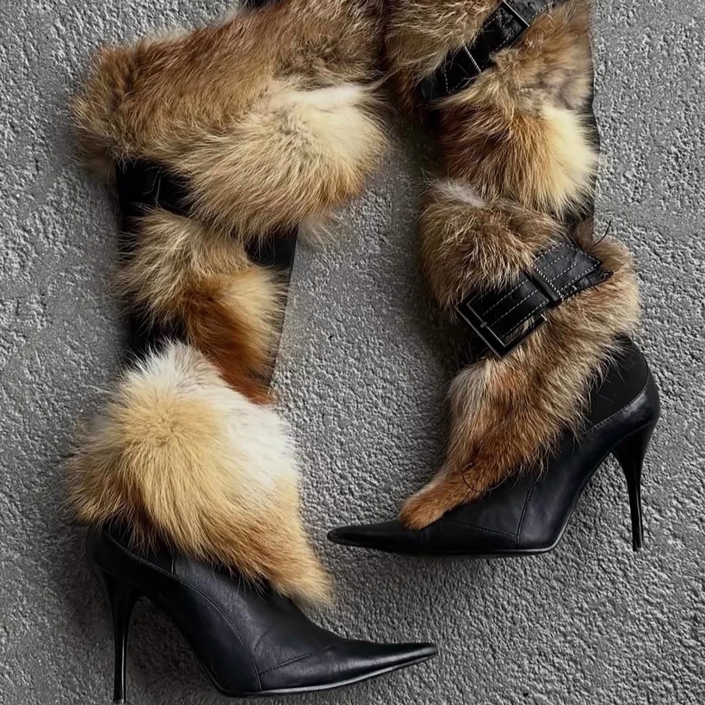 Trendy Y2K-style Fluffy Stiletto Thigh-high Boots