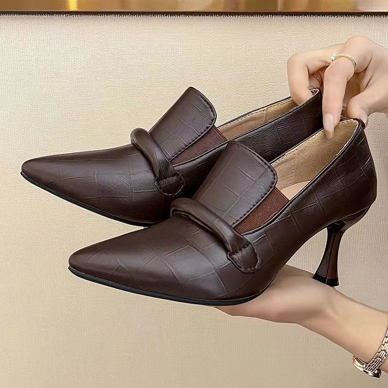 Soft Leather 7cm Women's Stiletto Heel High Heel Shoes foto 5