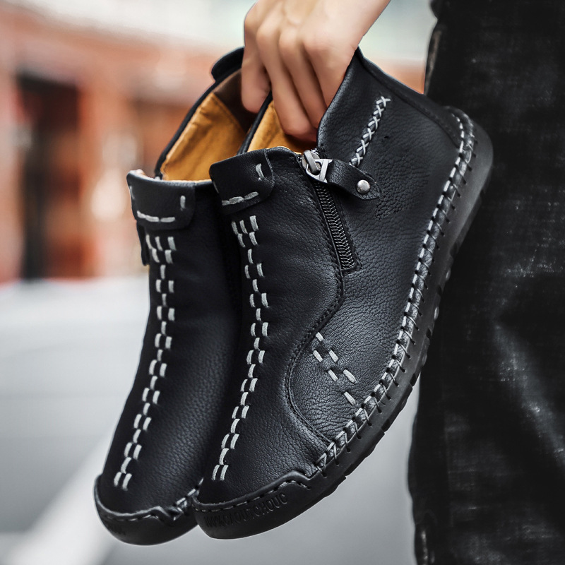 Men's Hand-stitched High-top Men's Shoes Large Size Outdoor foto 3