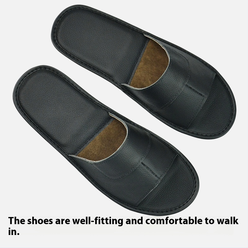 Home Indoor Non-slip Soft Bottom Top Layer Cowhide Sandals foto 2
