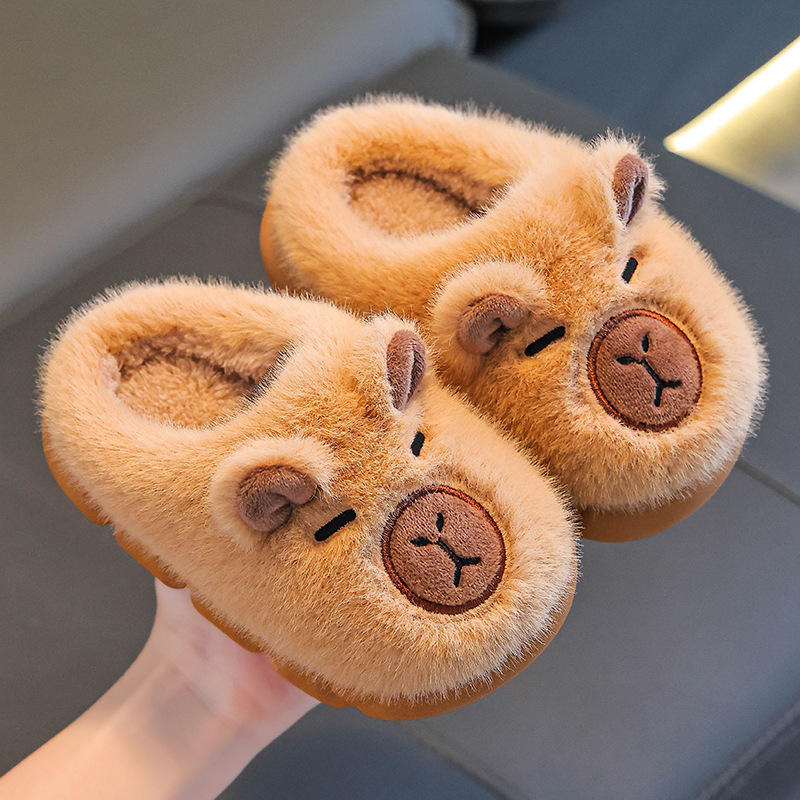 Cartoon Warm Capybara Winter Cotton Slippers For Kids foto 5