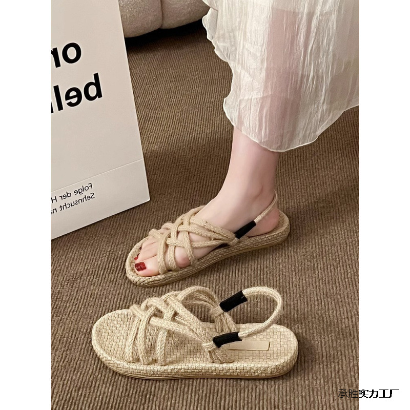 Braided Hemp Rope Sandals Female Student All-matching foto 3