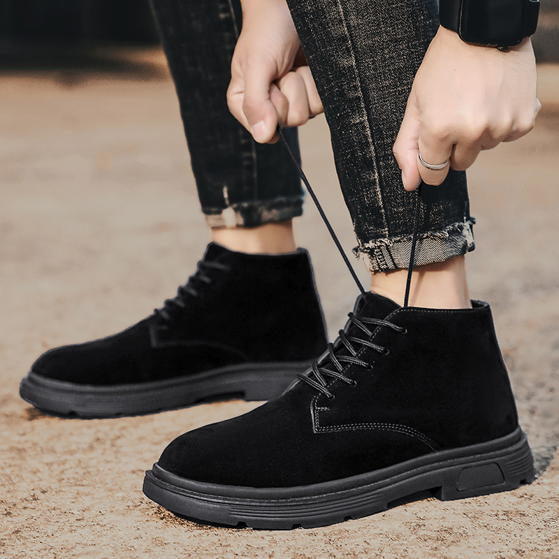 New Plus Size Worker Boot Thick Bottom Locomotive High-top Leather Shoes foto 2