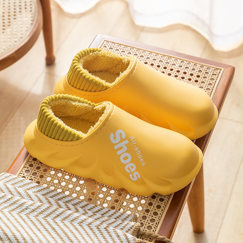 Waterproof Heel-closing Cotton Slippers Warm For Fall And Winter