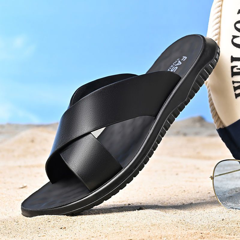 Men's Casual Soft Leather Soft Bottom Non-slip Slippers foto 4