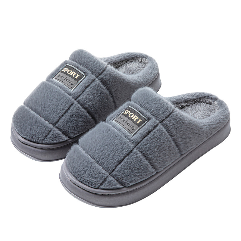 Men's Plaid Cotton Slippers Winter Warm House Shoes Indoor Thick-soled Non-slip Bedroom Floor Slipper Couple foto 4
