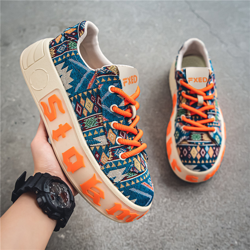 Ethnic Grid Platform Men's Shoes Breathable Increased foto 5