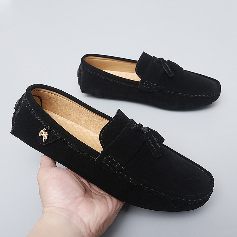 Men's Leather Shoes Spring And Autumn New Trendy Beanie Shoes Men's British Style High-end Business Casual Daddy's Shoes foto 5