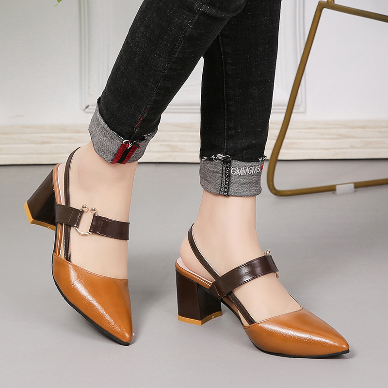 Spring And Summer Pointed Toe Thick Heel Toe Box Women's Sandals foto 3