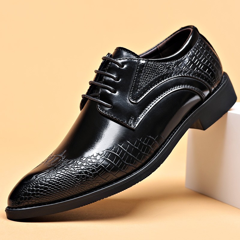Mens Casual British-style Pointed-toe Leather Shoes Plus Size foto 4