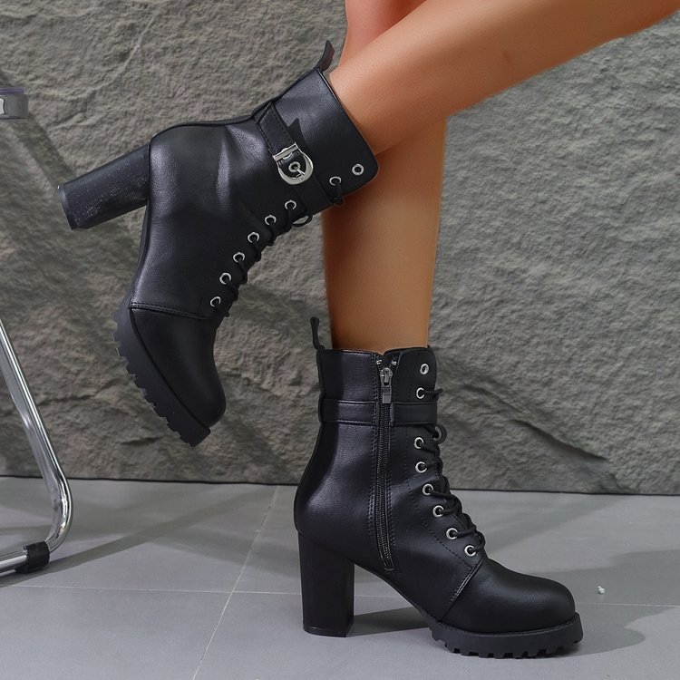 Autumn And Winter New Women's Plus Size Martin Boots Ankle Boots Belt Buckle foto 5