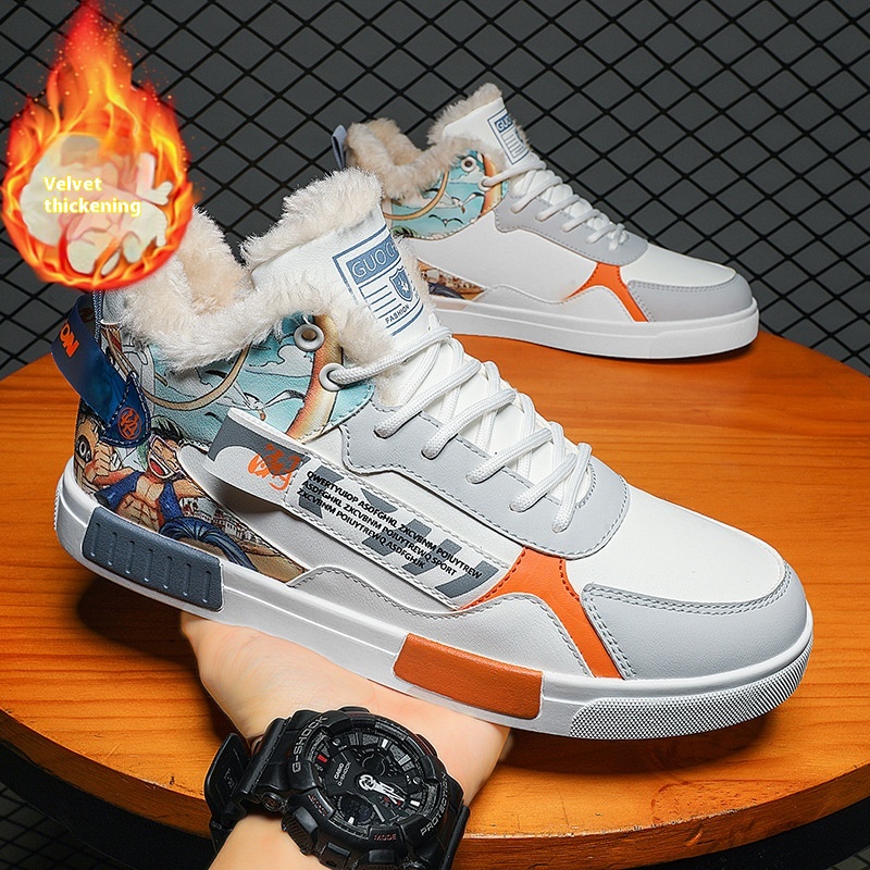 Men's High-top Shoes Fleece Lined Padded Warm Keeping Casual foto 3