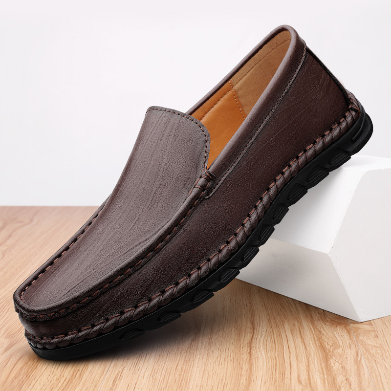 Men's Leather Round Toe Casual Shoes Breathable Soft Bottom foto 2