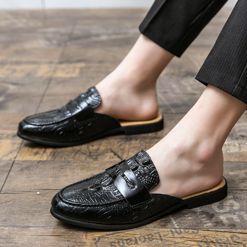 Men's Closed Toe Half-support Leather Shoes Crocodile Pattern foto 5